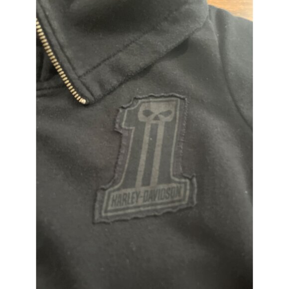 Harley Davidson black zip front collared jacket - Picture 2 of 7
